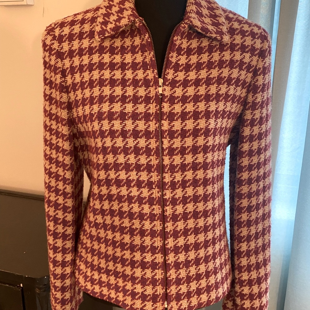 Jones New York, Houndstooth, Lined Zipper Jacket, Sz. 6